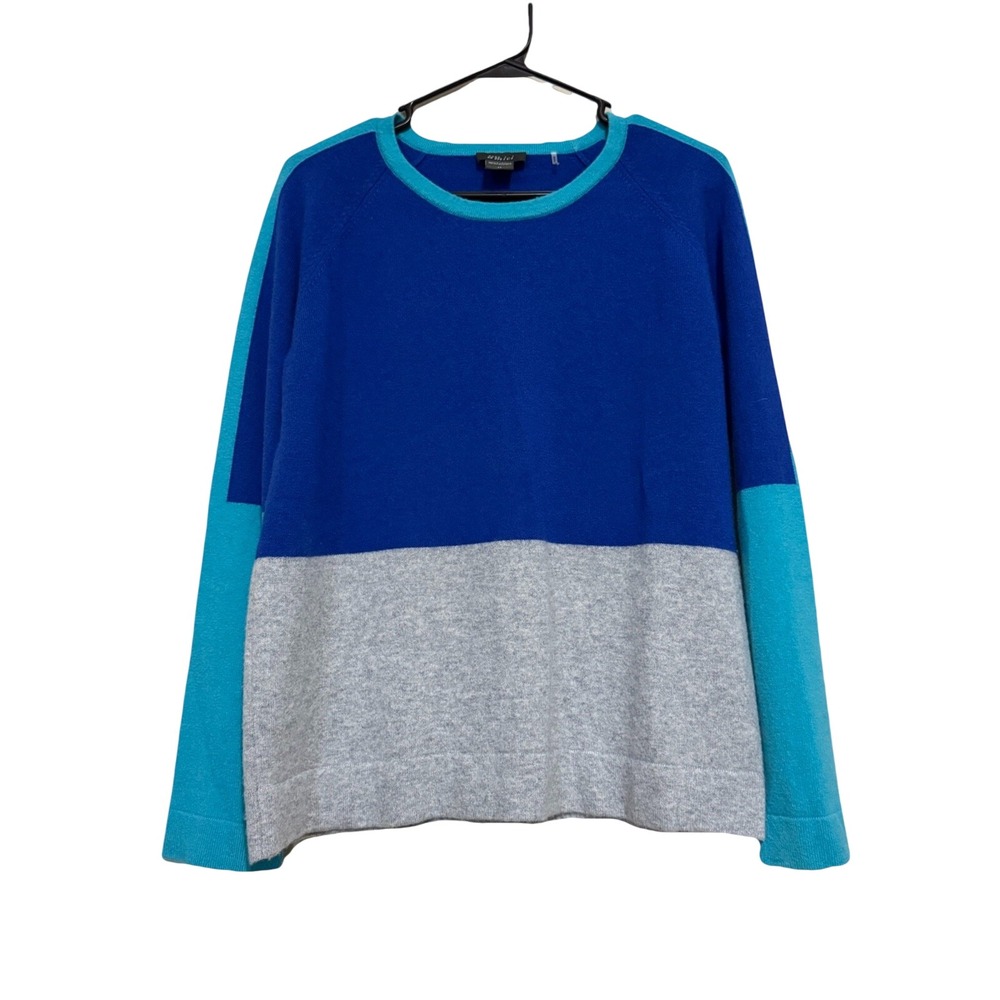 100% Cashmere Sweater Women M – Pure Amici Color Block Pullover Knit